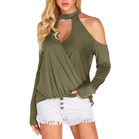 Cold Shoulder Long Sleeve Top - Picture 2 of 6